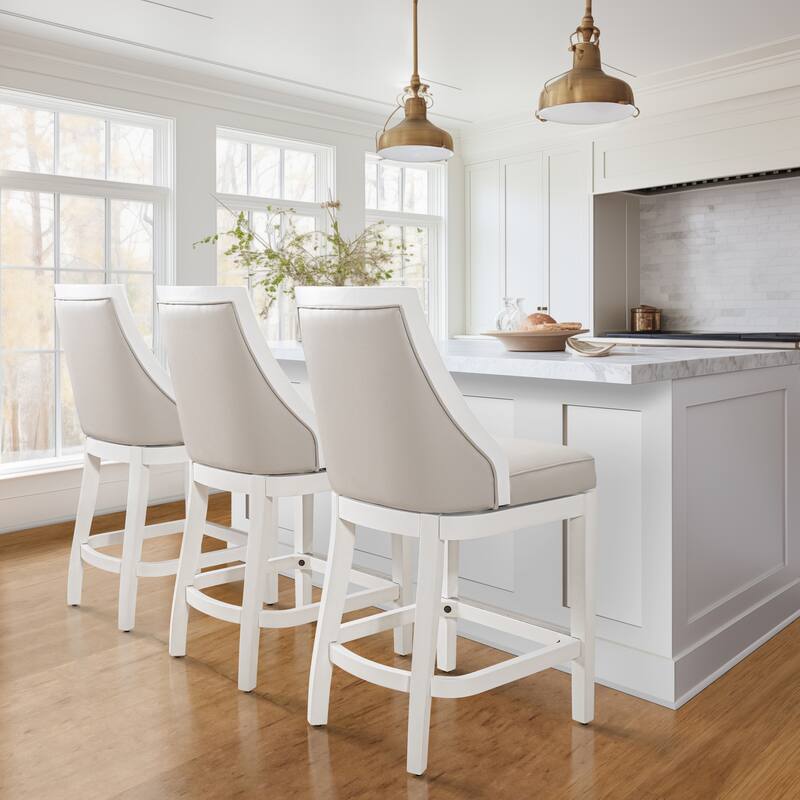 Ellis Bar Stool with Solid Wood Frame and Upholstered Seat and Back