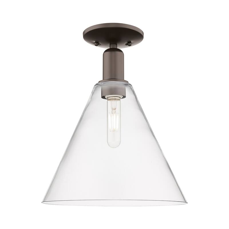 Innovations Lighting Endless Possibilities Arcadia - Berkshire Glass - 1 Light 12" Semi-Flush Mount - Clear/Oil Rubbed Bronze