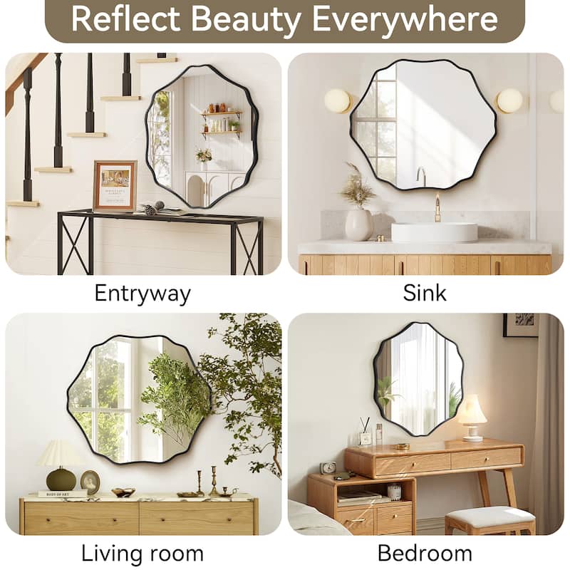 Unique Aluminum Alloy Framed Scallop Wall Mirror with Artistic Design