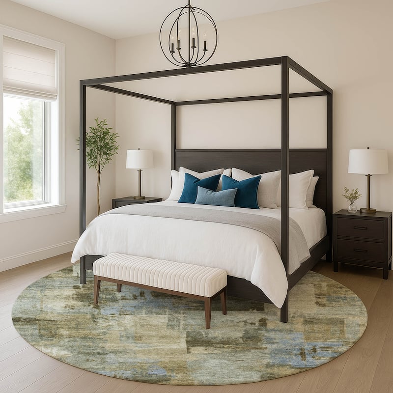 Premium Washable Super Soft Modern Prota Mayfield Rug - Green - 8' x 8'