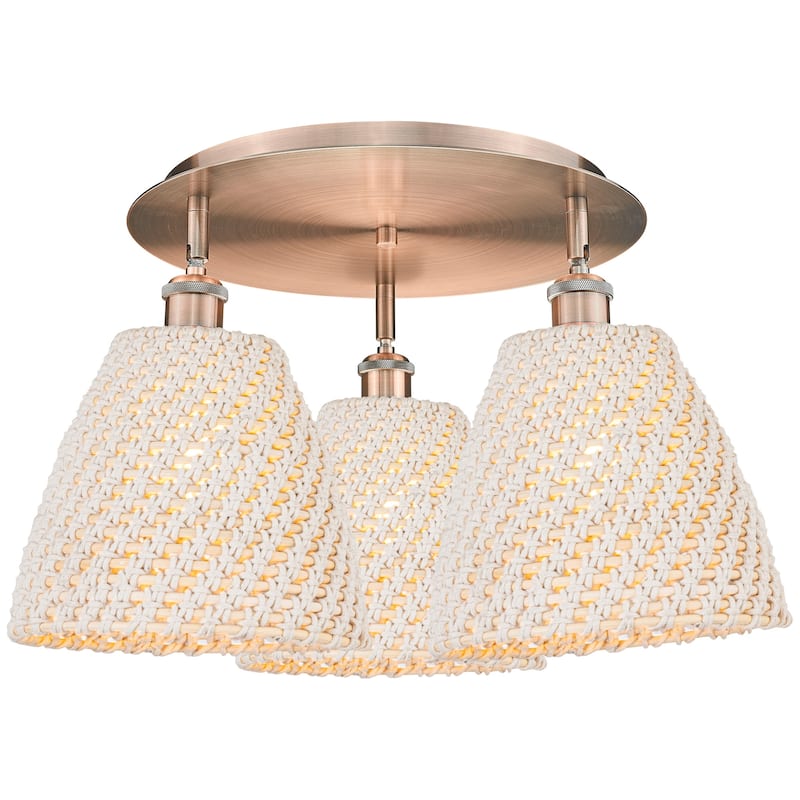 Innovations Lighting 516-3C-14-21 Bristol Natural Semi-Flush Bristol - Antique Copper / Natural