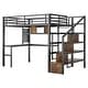 preview thumbnail 8 of 20, Full Size Loft Bed with LED Light & Charge Station, Metal Loft Bed with Desk and Staircase, Loft bed with Wardrobe for Kids