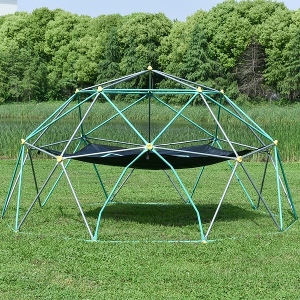 slide 2 of 7, 13ft Geometric Dome Climber Play Center with Canopy Green