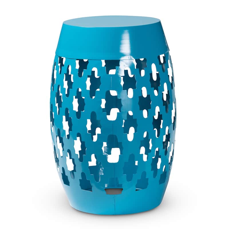 Branson Modern and Contemporary Metal Outdoor Side Table - blue