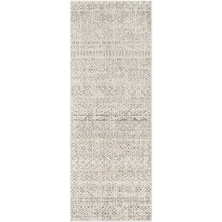 Livabliss La Boheme Distressed Boho Area Rug - Cream/Black - 2' 7" x 10'
