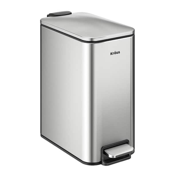 slide 2 of 12, KRAUS WasteGuard 1.3 Gallon / 5 Liter Step Pedal Bathroom Trash Can SFS - Spot Free Stainless