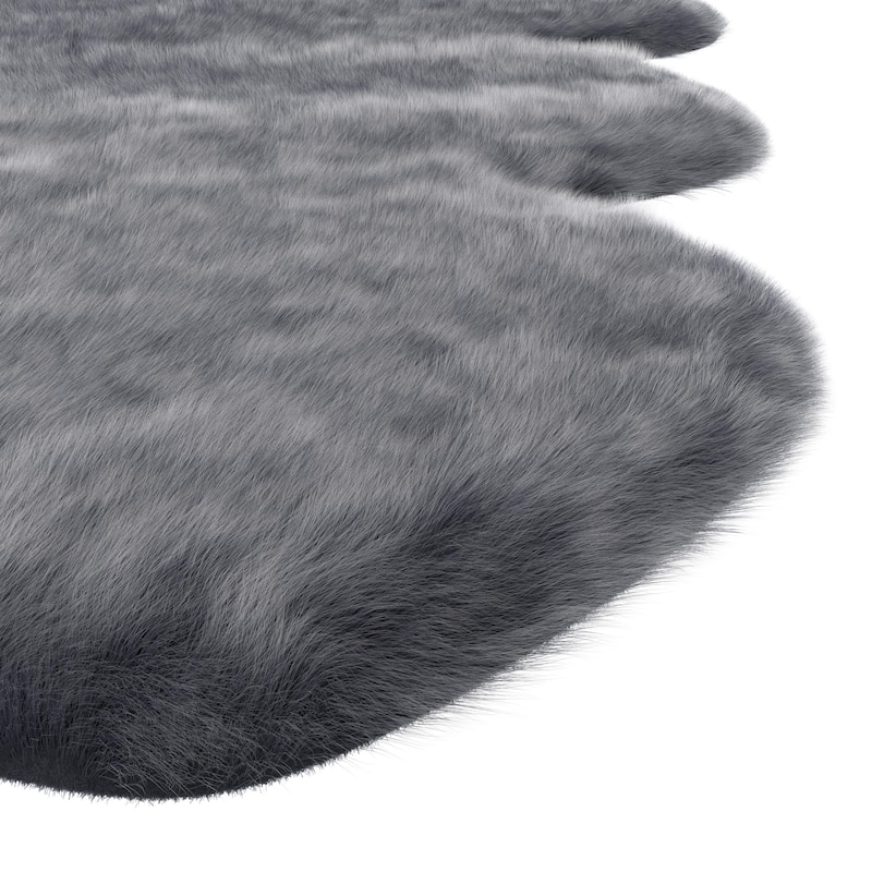Black Faux Fur Area Rug 24"×36" Bed Bath & Beyond 39303296