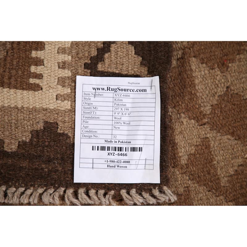Reversible Kilim Modern Area Rug Flat-weave Wool Carpet - 6'6"x 9'9"