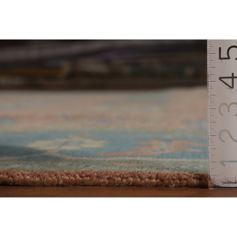 Hand Knotted Oriental 100% Wool Carpet Transitional All-Over Pink Oushak Area Rug - 11' 11'' X 9' 0''