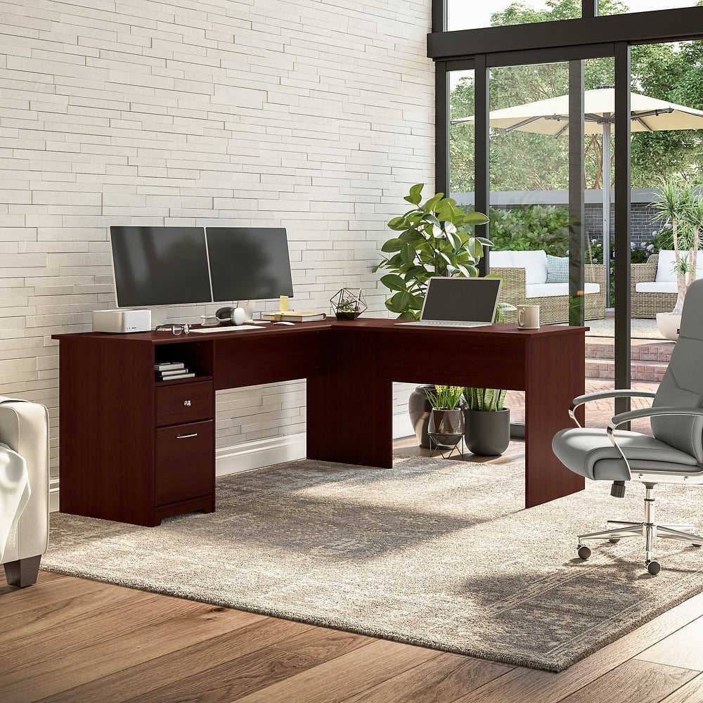 72W L-shaped Computer Desk with Drawers by Bush Furniture