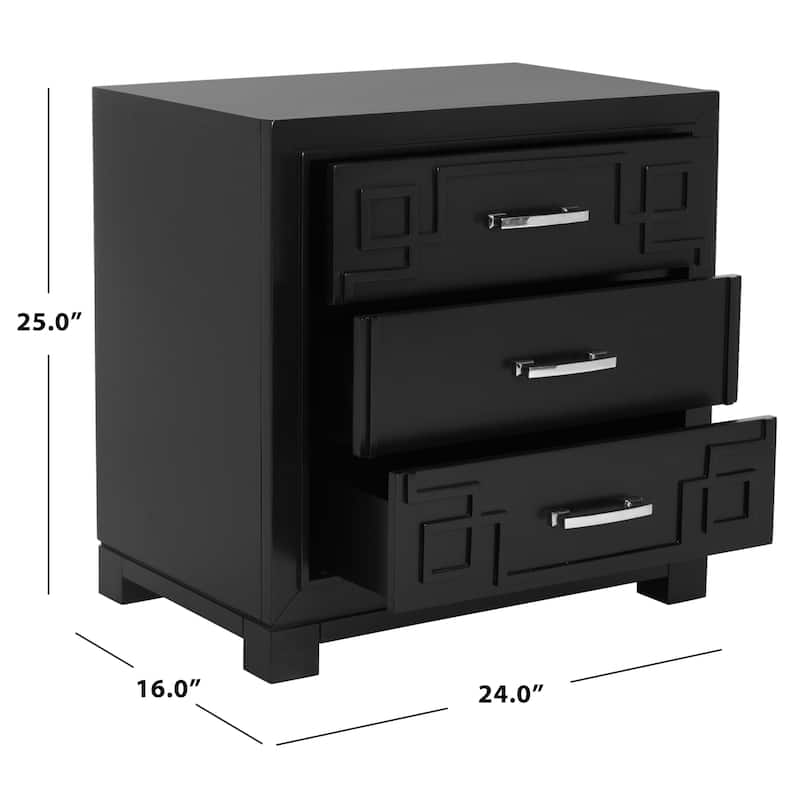 SAFAVIEH Caren 3-Drawer Greek Key Nightstand