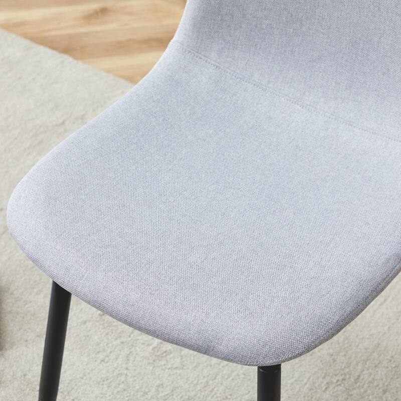 Roomfitters 5/7pcs Retro Dining Table Set with Textured Top and Linen Fabric Chairs, Black Metal Legs, Light Gray