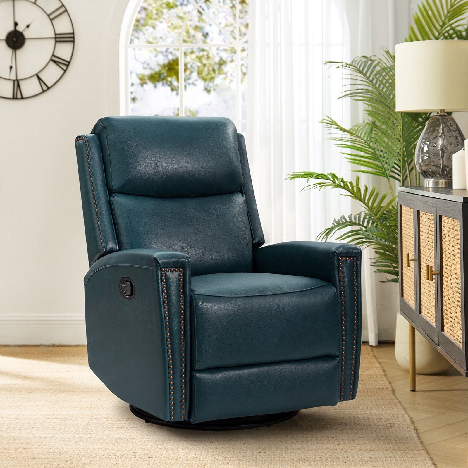 Navy blue store rocker recliner