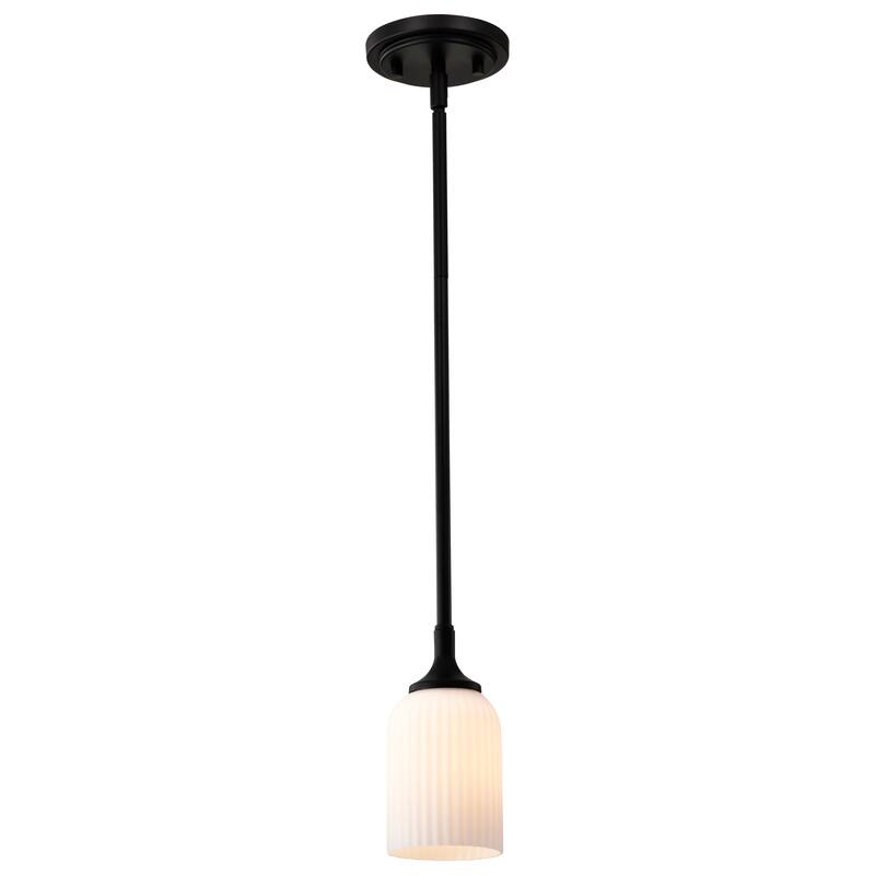 Solara Mini Pendant Matte Black Finish Frosted Ribbed Glass - Matte Black