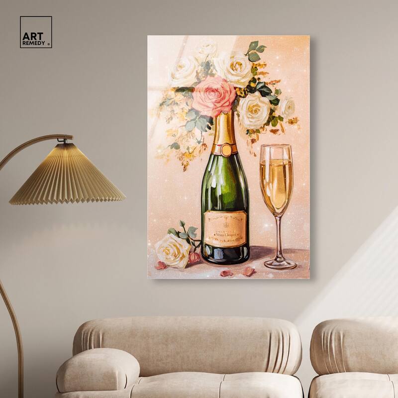 Blooming Champagne Vase Acrylic by Art Remedy, Ready to Hang