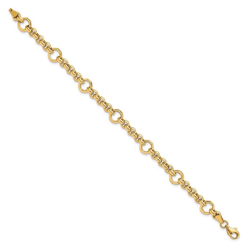Curata 10k Yellow Gold 8.5mm Textured Section Link Bracelet 7.5 Inch
