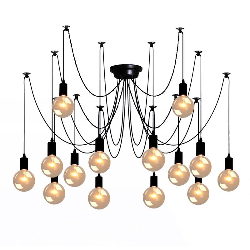 Oaks Aura Industrial String Light Adjustable Pendant Light, Spider Cluster Chandelier