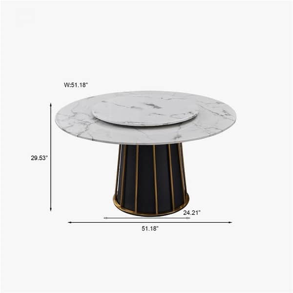 51 Inch White Round Marble Tabletop Dining Table - Bed Bath & Beyond ...