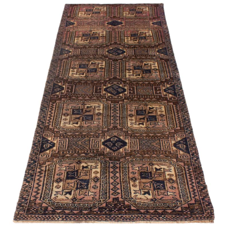 ECARPETGALLERY Hand-knotted Melis Vintage Brown Wool Rug - 4'3 x 12'0