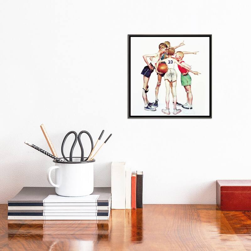 iCanvas "Oh yeah (Four Sporting Boys- Basketball)" by Norman Rockwell Framed