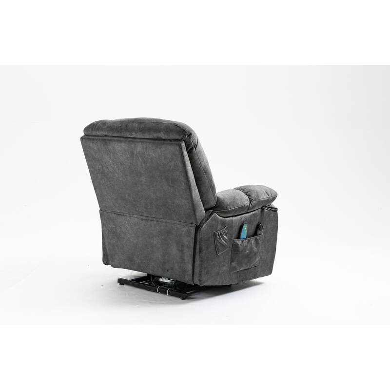 Power Lift Recliner Chair with Massage & Heat, Velvet Upholstered Electric Recliner, Lounge Sofa Chair with Side Pockets