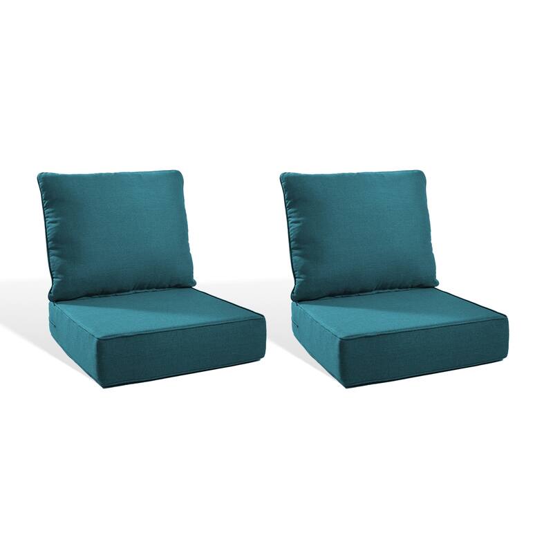 Pocassy 22"x24"x6" Inch Thick Cushions Indoor Outdoor Pillows Cushion - Peacocka Green Cushion - 2 Set Seat & Back Cushion