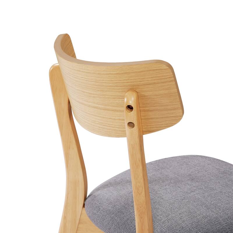 Mid-Century Walnut Finished Frame Upholstered Dining Chairs ,Set of 4