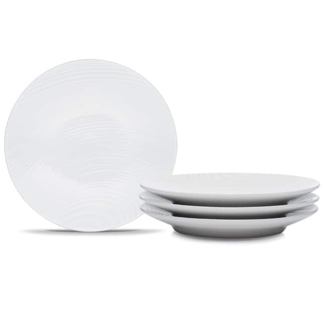 Noritake Colorscapes White-on-White Dune Set of 4 Coupe Appetizer Plates, 6.5"