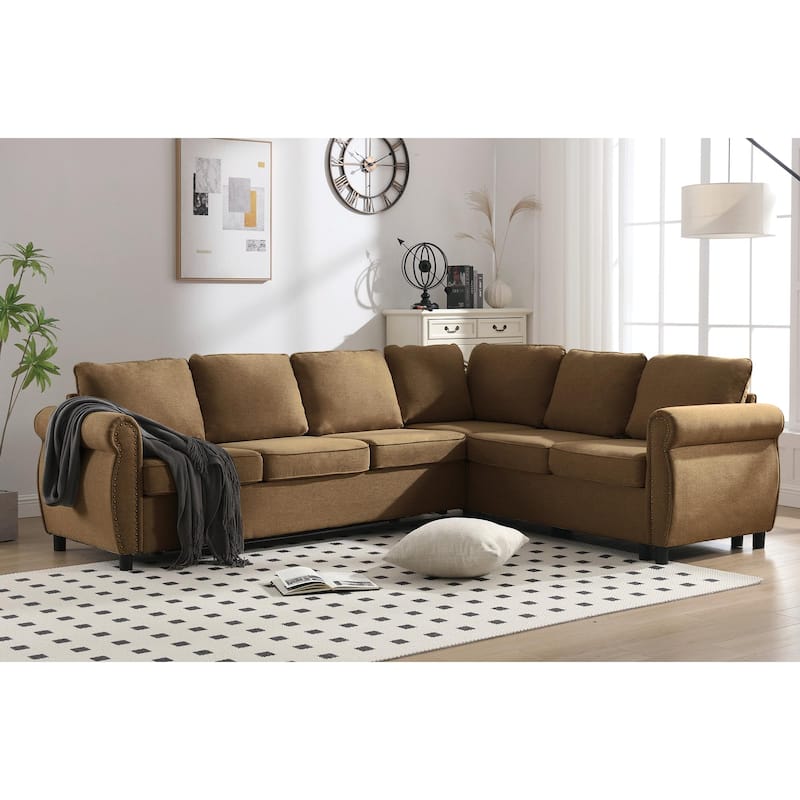 104" Polyester L-Shaped Sleeper Sectional Sofa