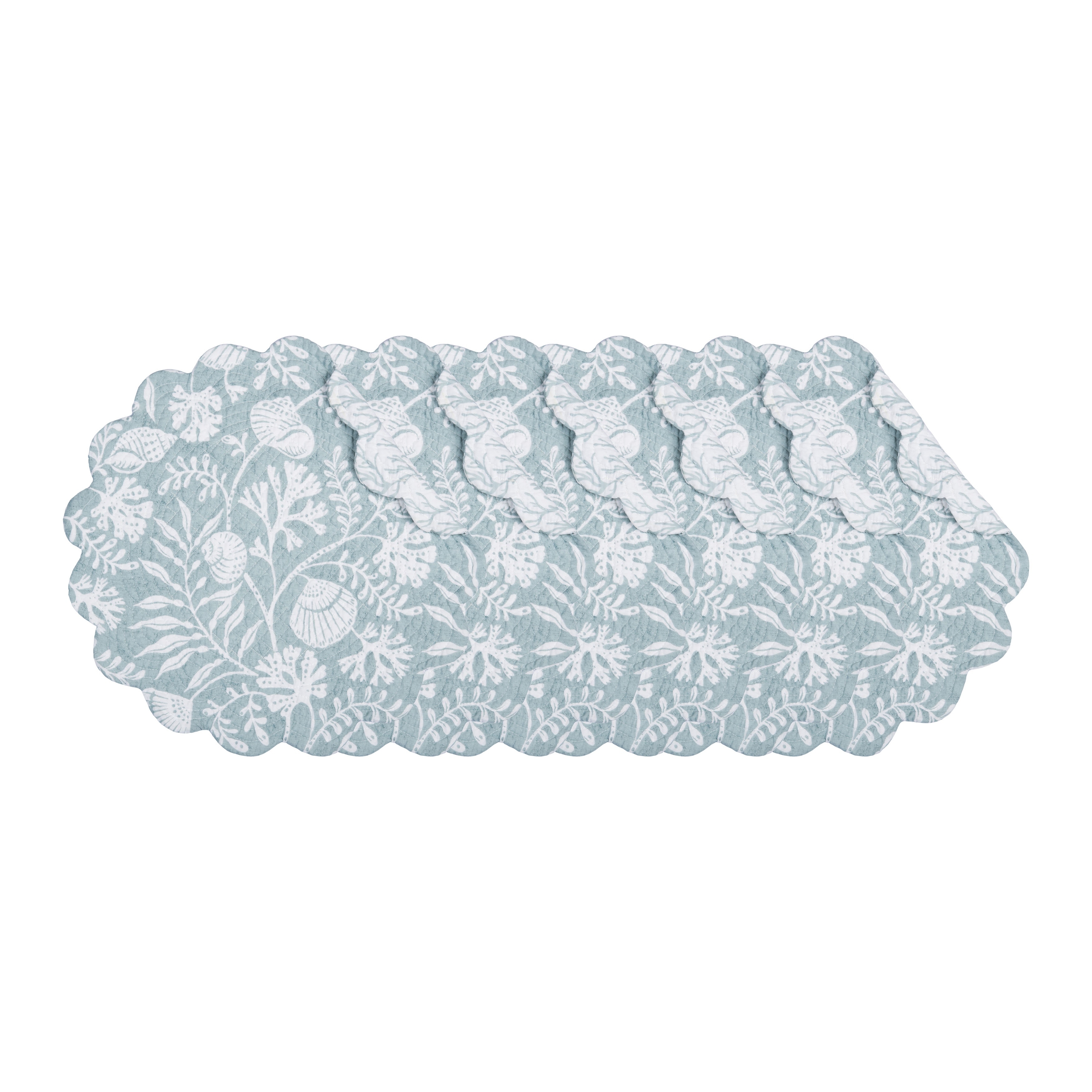 Seafoam Reef Round Quilted Placemat Set 6
