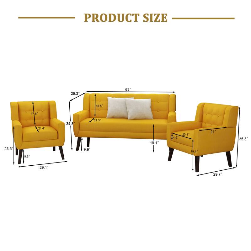 Modern Upholstered Faux Leather Tufted Armchair Linen Accent Chairs