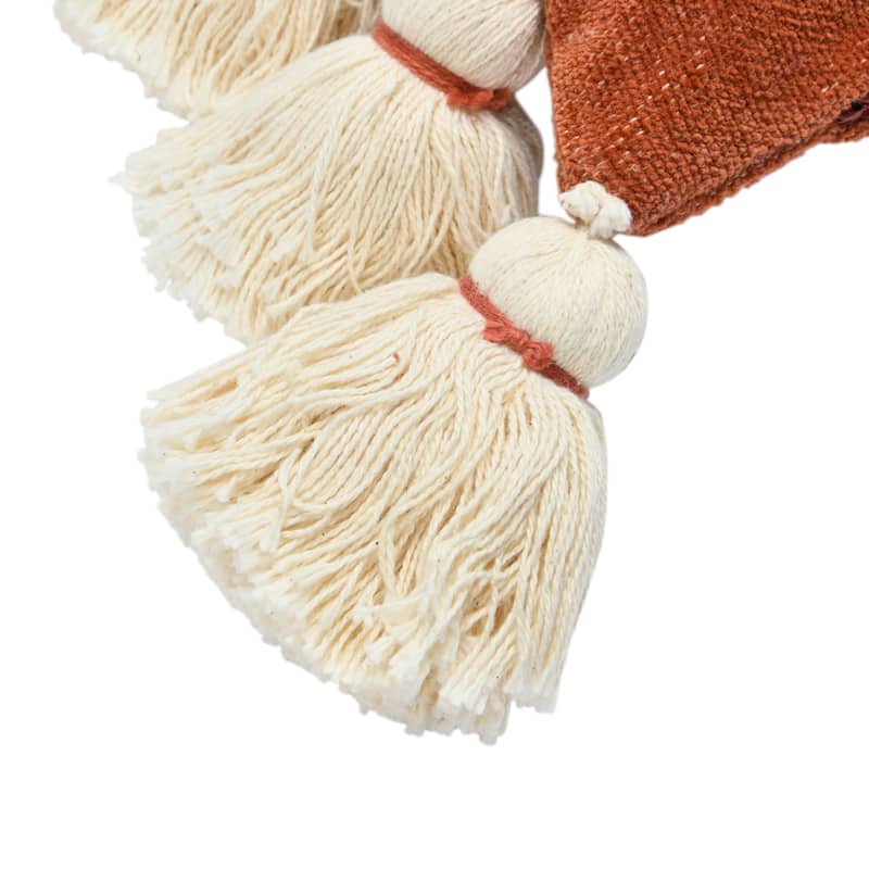 Cotton Chenille Lumbar Pillow with Tassels