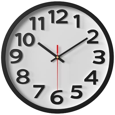 Wall Clock, Silent Non-Ticking Modern Clocks Battery Operated Classic Analog Decorative for Kitchen, Office, Bedroom 12 Inch