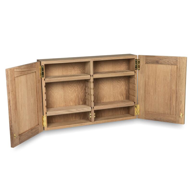Double Teak Medicine Chest - 22-1/2" W x 15" H x 4-1/2" D