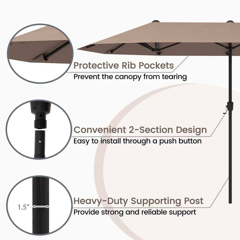 Costway 13 FT Large Patio Umbrella Outdoor Double-Sided Table Market - See Details