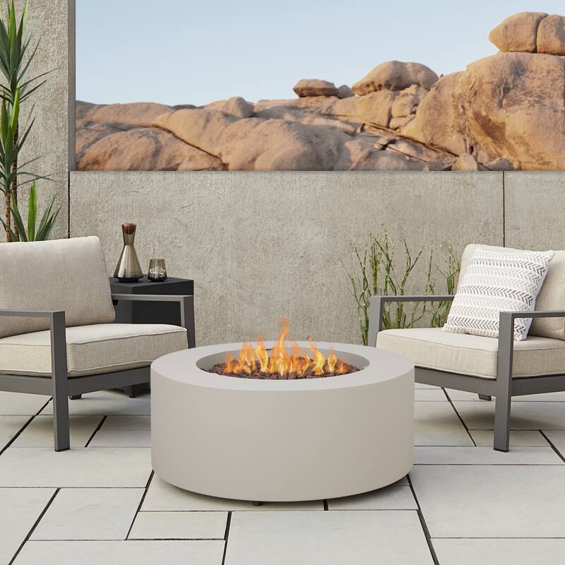 Aegean 36" Round LP Fire Table w/NG Conversion kit by Real Flame - Tan - Propane