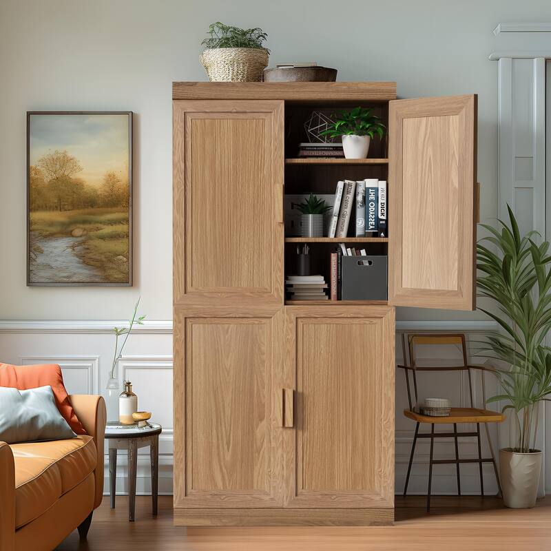 Wooden Accent Cabinet Storage Modern Sideboard Buffet Cabinet with Adjustable Shelf for Living Room Dining Room Entryway