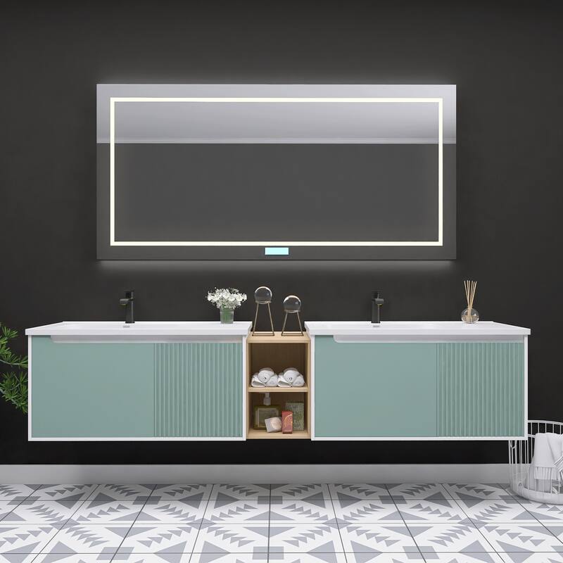 Bathroom Vanity With Sink In 32/36/40/84/76/92 Inch, Floating Bathroom Vanity With Soft Close Door