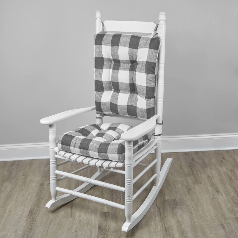 Klear Vu Indoor/ Outdoor Rocking Chair Cushion Set - Grey Buffalo Check - Single