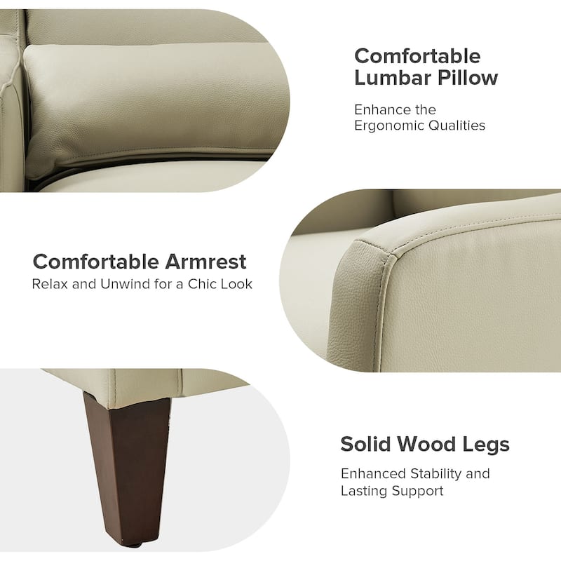 Erich Genuine Leather Wingback Armchair with Pillow by HULALA HOME