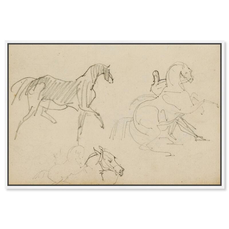Gericault - Three horse studies Canvas by Art Remedy - 45" x 30" - White