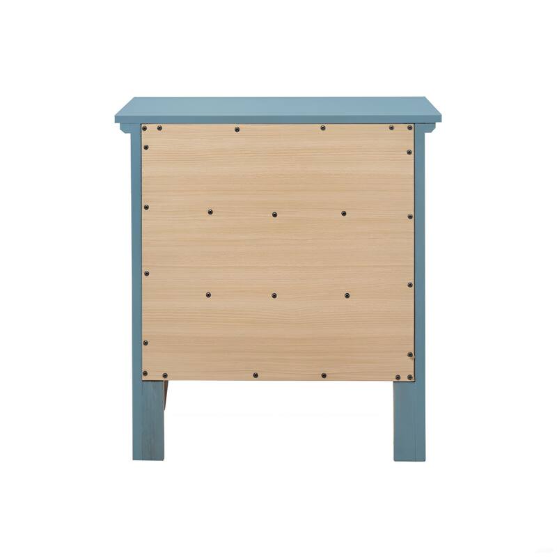 Teal Storage Nightstand with Drawer