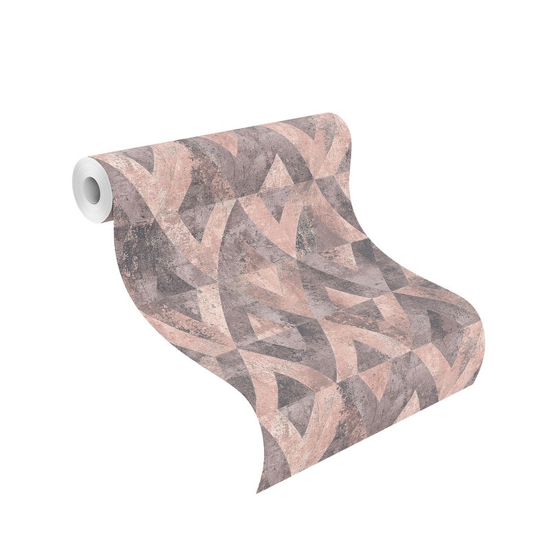 Rasch Shikhar Raspberry Geometric Wallpaper - 20.5 x 396 x 0.025