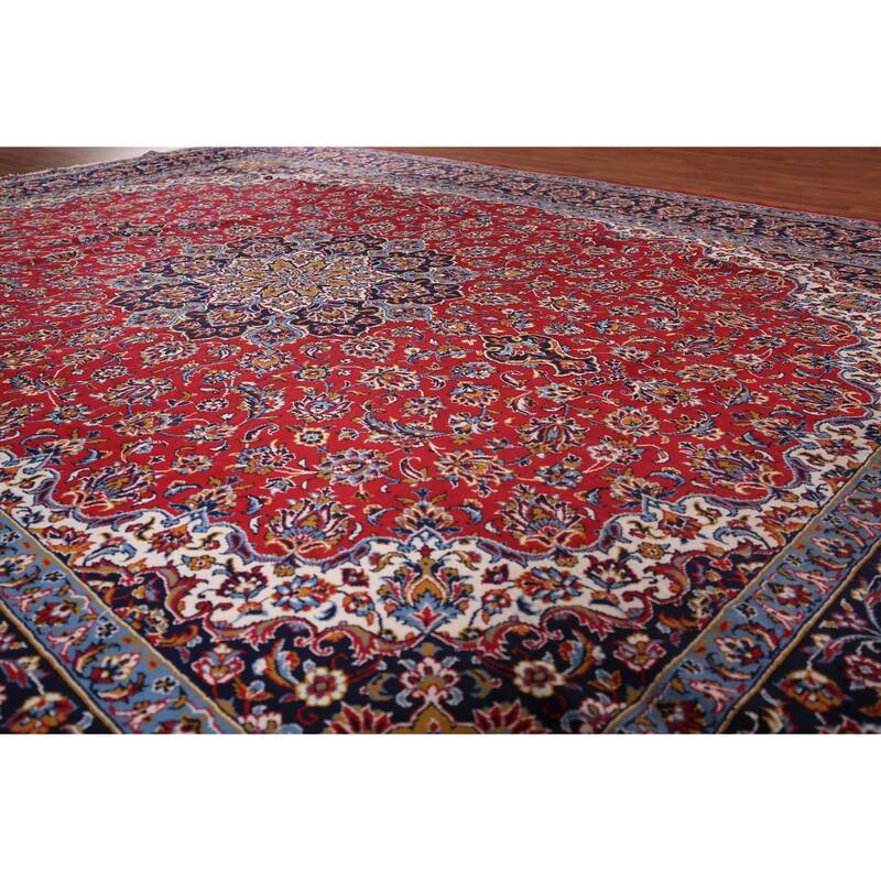Traditional Red Kashan Turkish Rug Machine Made Home Decor Carpet - 9'8" x 12'6"