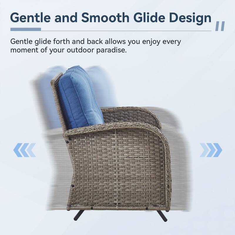 Gymojoy 7-Piece Outdoor Wicker Patio Furniture with Loveseat Glider, Rattan Coversation Set with Water Resistant Cushions