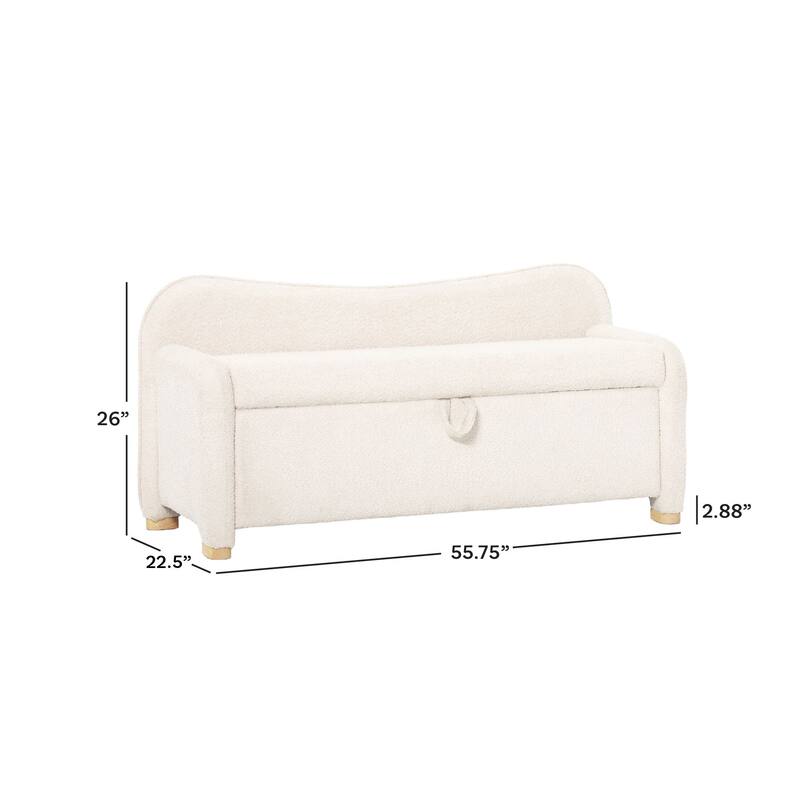 Walker Edison Modern Upholstered Curved Bench with Hidden Storage