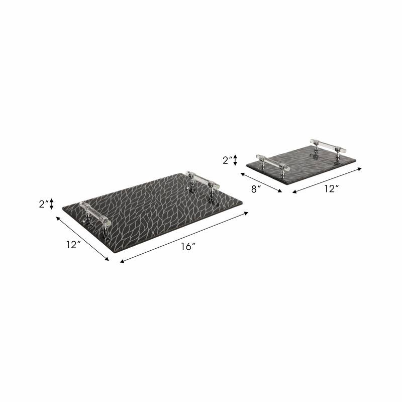 Decorative Pattern Glass Tray with Handles - Chic Home Decor - Accent Tray