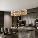 preview thumbnail 4 of 9, 35.4'' Modern Crystal Chandelier 16-Light Rectangle Gold Brass Chandelier Luxury 2-Tier Crystal Pendant Light for Kitchen Island