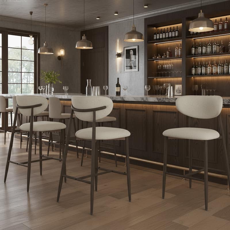 RENEWLINE 25 Inch Bar Stools with Backrest, Mid-Century Modern Counter Height Stools for Kitchen Island