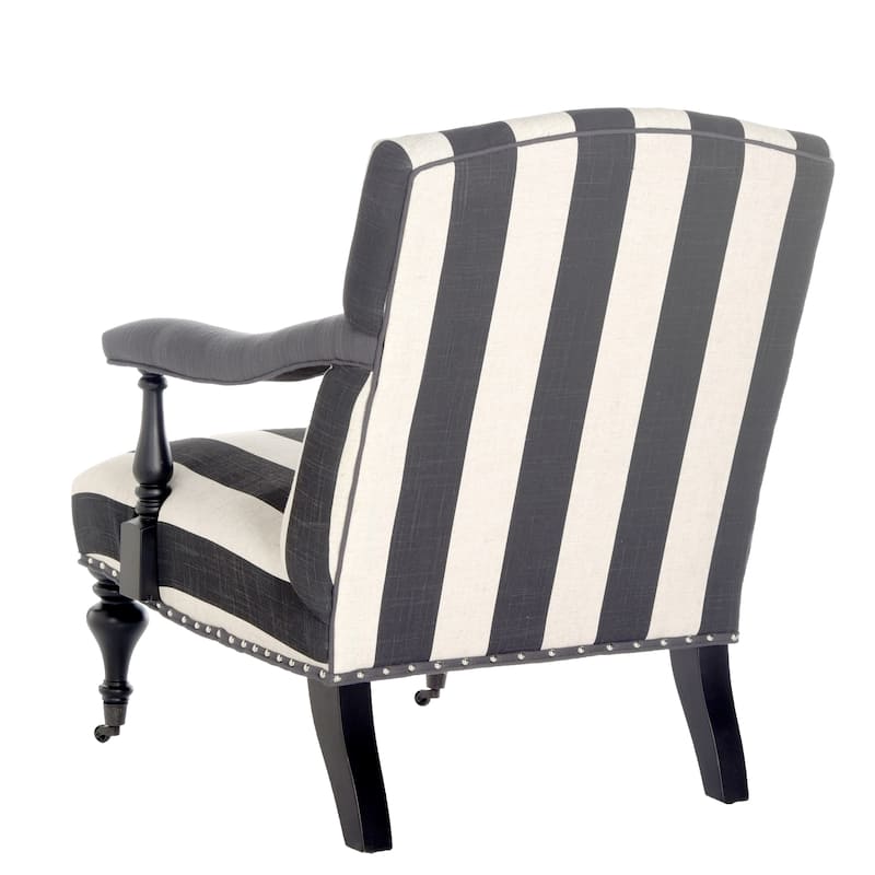 SAFAVIEH Kassie Steel Blue Arm Chair - 27.6" x 36.8" x 35" - 28Wx37Dx35H - Charcoal/White